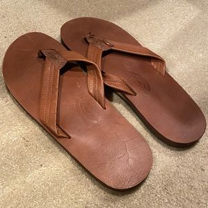 Rainbow Leather Flip Flops